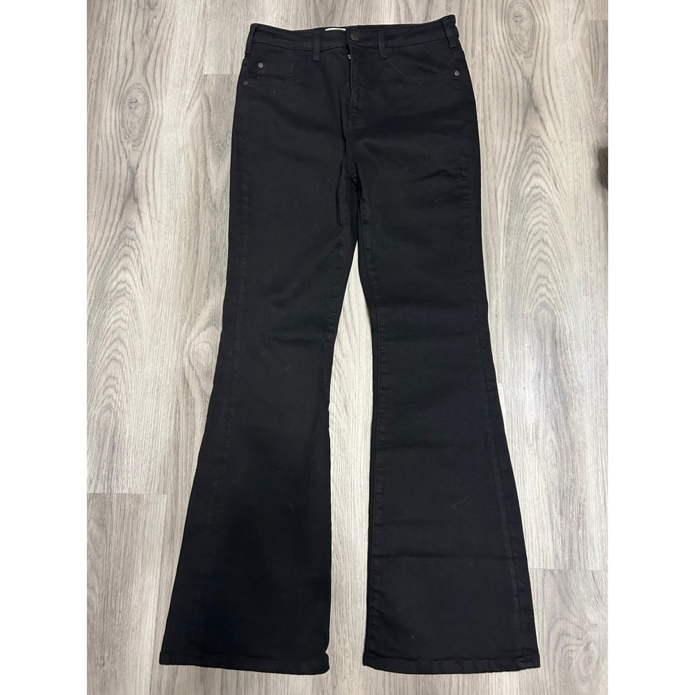 Pilcro Womens The Icon Flare High Rise Denim Jeans 30 Black Bell Bottom Pants